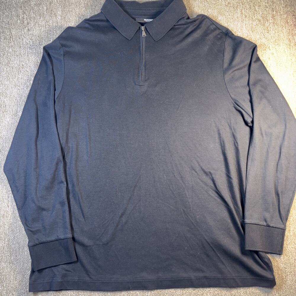 Murano Men’s Long Sleeve 1/4 Sip Shirt Black 2XT Liquid Cotton